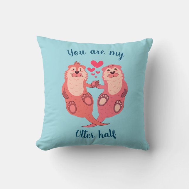 Coussin Couple de la journée Cute Otters Valentines Person (Recto)