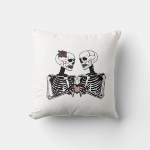 Coussin Couple de squelette romantique - Gothique Avec Mai