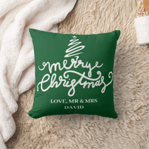 Coussin Couple de vacances simple tendance Noël M et Mme