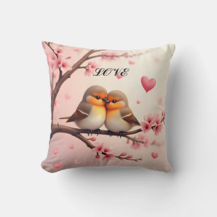 Coussin Couple d'oiseaux amour
