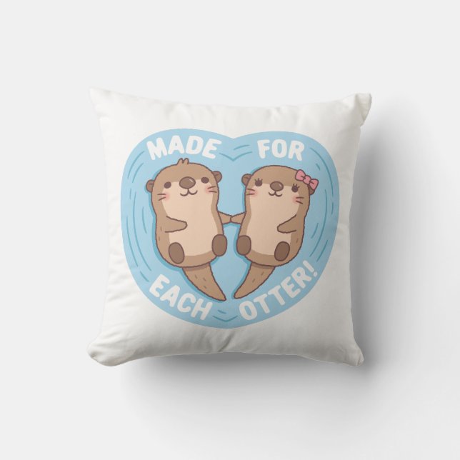Coussin Couple En Otter, Fabriqué Pour Chaque Pun D'Amour  (Recto)