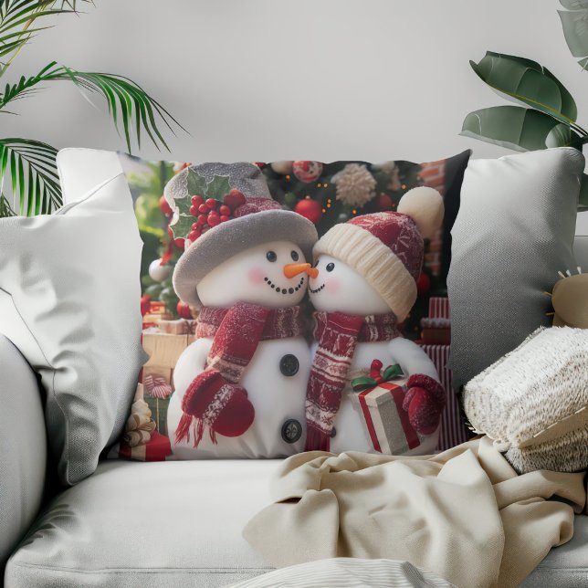 Coussin Couple neige de Noël (Créateur téléchargé)