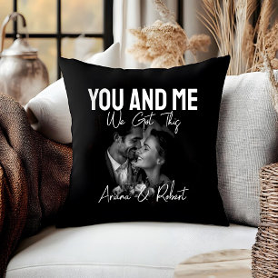Coussin Couple photo noir personnalisé 'Toi et Moi'