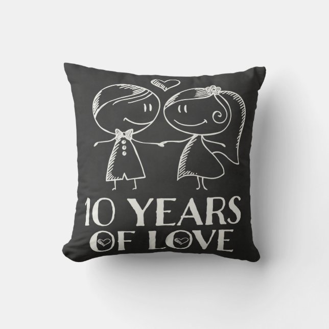 Coussin Couples du 10e anniversaire Chalk tiré cadeau Cous (Recto)