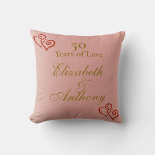 Coussin Couples Romantiques Élégants Rose Gold 50e Anniver