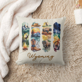 Coussin Coups de pinceau artistiques du Wyoming panoramiqu