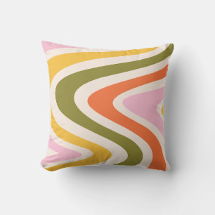 Coussin Courbes les années 70 de couleur rétro