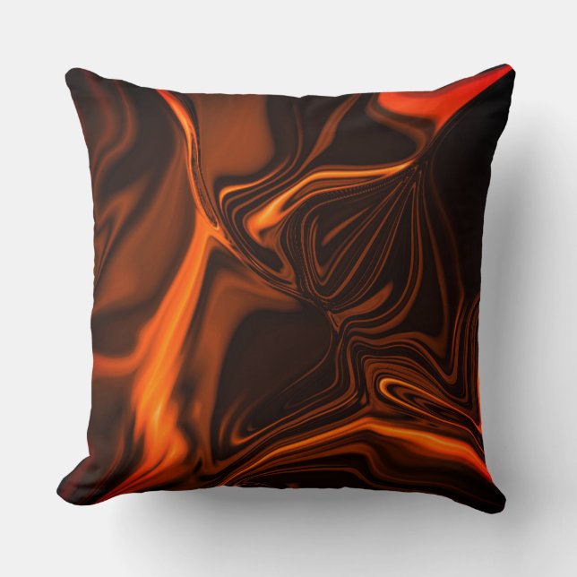 Coussin Courbes ou ondulations corail, sur fond sombre (Recto)