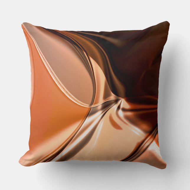Coussin Courbes torsadées soyeux chocolat et crème (Recto)