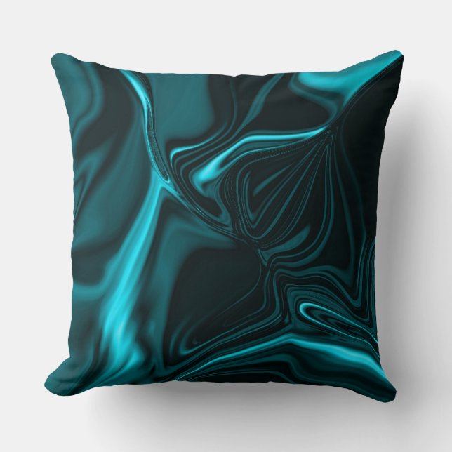 Coussin Courbes turquoise, ciel profond ou cyan (Recto)