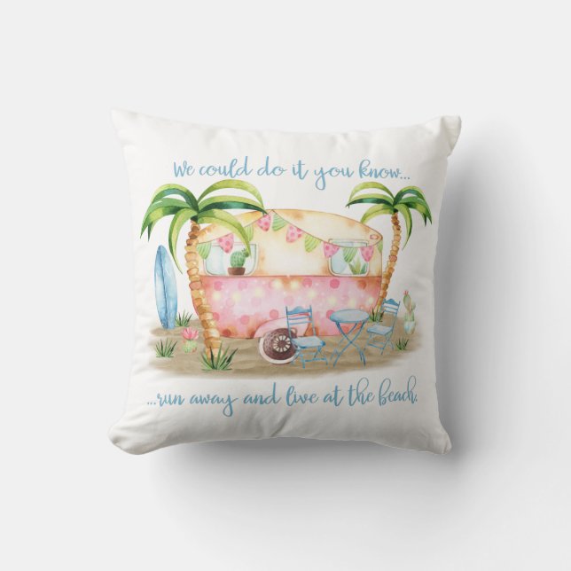 Coussin "Courez loin et vivez à la caravane de campeur de (Recto)
