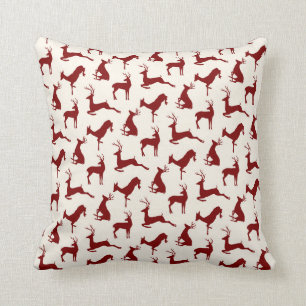 Coussin Courir des cerfs et des Motifs en rouge sur crème