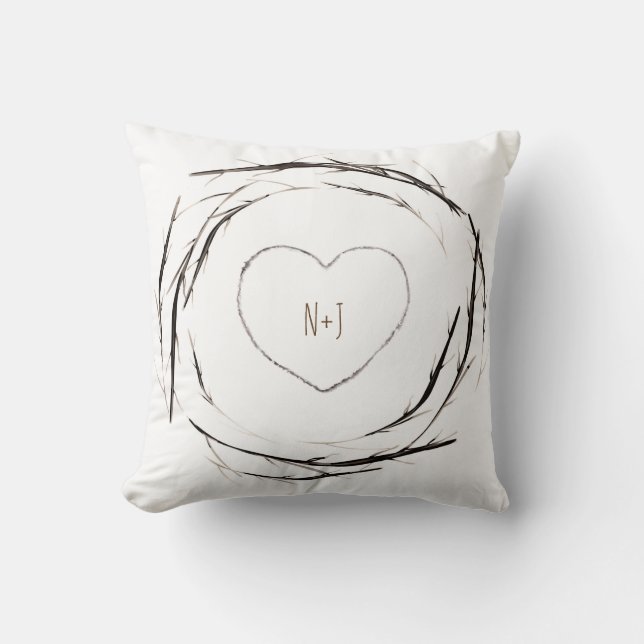 Coussin Couronne de branches et brindilles rustiques chic  (Recto)