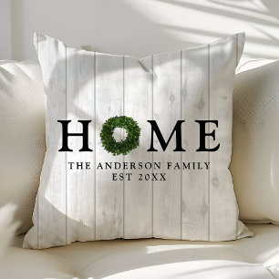 Coussin Couronne de buis en bois blanc rustique pour la ma