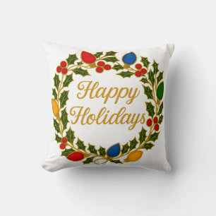 Coussin Couronne de fêtes de fin d'année Lumières de Noël