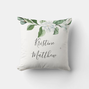 Coussin Couronne de mariage élégante de sauge florale blan