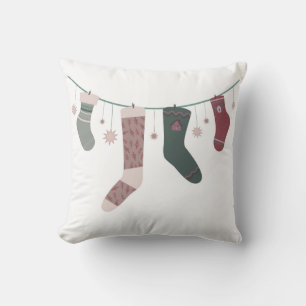 Coussin Couronne de Noël de chaussettes joyeuses
