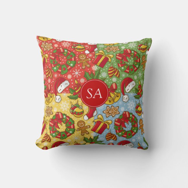 Coussin Couronne de Noël, Ornements de Noël, Casquette de  (Recto)