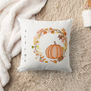 Coussin Couronne décorative d'automne avec Citrouille oran