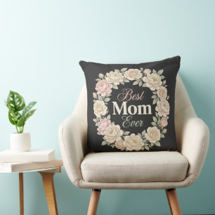 Coussin Couronne Élégante Florale Meilleure Maman