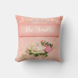 Coussin Couronne et Rose rose