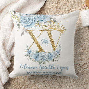 Coussin Couronne florale bleue XV QUINCEAÑERA Quince souve