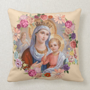 Coussin Couronne florale de guirlande de Jésus de bébé de