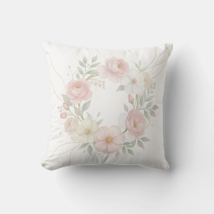 Coussin Couronne florale élégante pastel rose, design bota