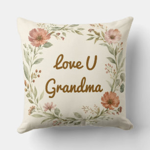 Coussin Couronne florale personnalisée pour grand-mère