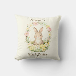 Coussin Couronne florale vintage de Pâques de mon premier 