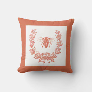 Coussin Couronne française vintage avec abeille 20 x 20" C