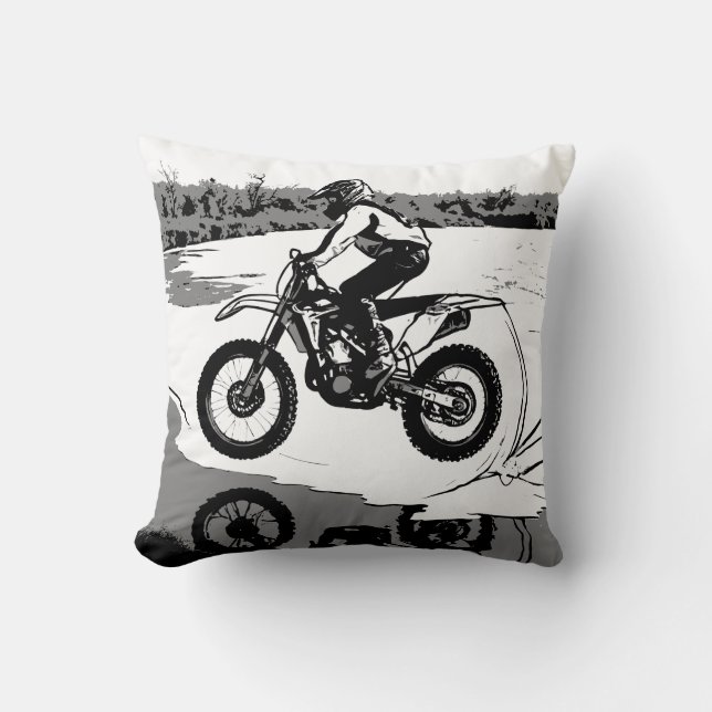 Coussin Course à travers l'eau - Motocross Rider (Recto)