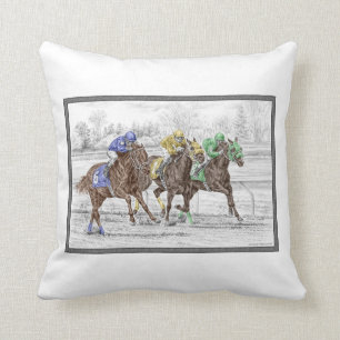 Coussin Course à trois chevaux - Cou et Cou