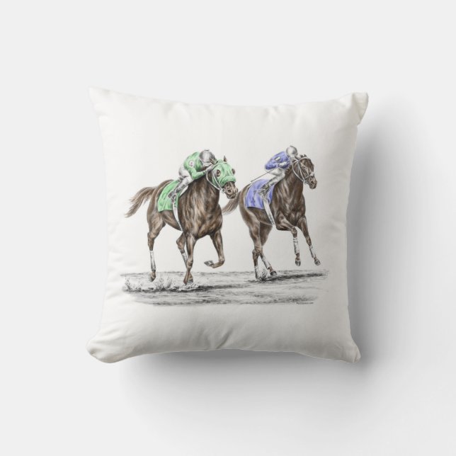 Coussin Course de chevaux à Thoroughbred (Recto)