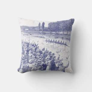 Coussin Course vintage d'équipage d'aviron avec de nombreu