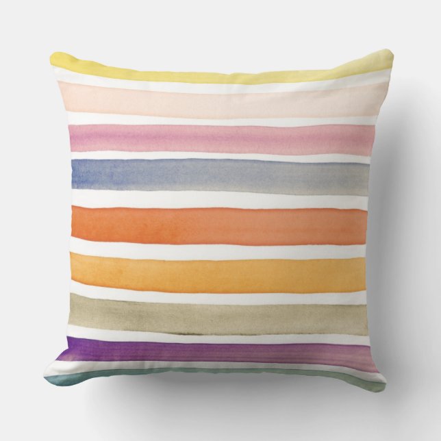 Coussin Courses peintes à la main de brosse d'aquarelle, (Recto)