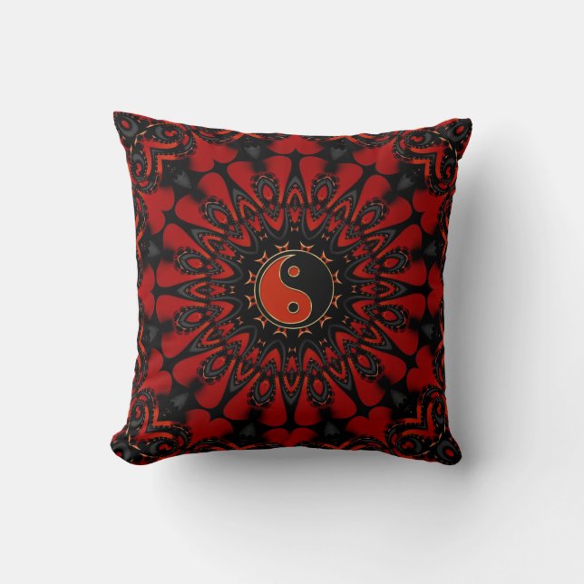 Coussin Coussin/coussin rouge-foncé d'équilibre (Yin Yang) (Recto)