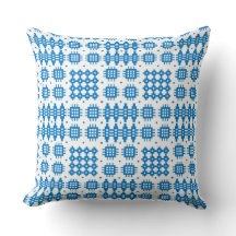 Coussin, Cushion Welsh Tapestry Motif Bright Blue