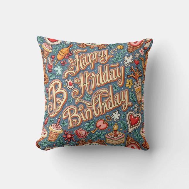 coussin coussin d'anniversaire heureux (Recto)