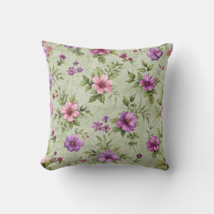 Coussin "Coussin de jet floral vintage en vert"