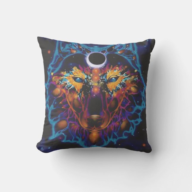 Coussin "Coussin de loup cosmique - Galaxie mystique (Recto)