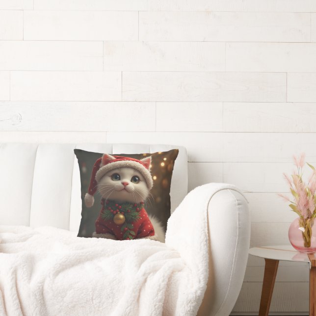 coussin coussin de Noël Père Noël chat (Canapé)