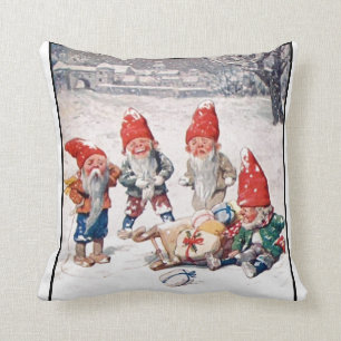 Coussin Coussin, elfes riants, cadeaux, et neige
