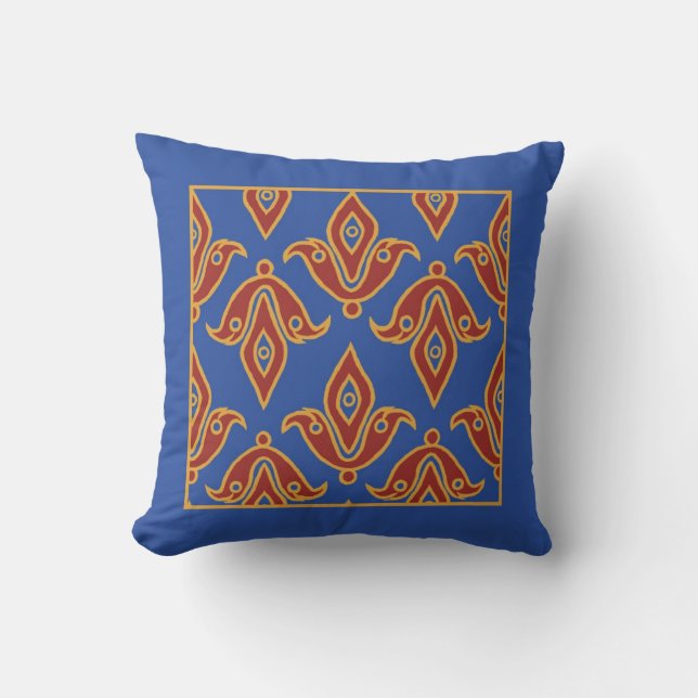 Coussin Coussin, Maroon, Bleu, Or, Fleur de Lys Motif (Recto)