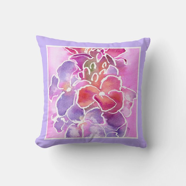 Coussin Coussin, Rose, Mauve, Fleurs murales bleues (Recto)