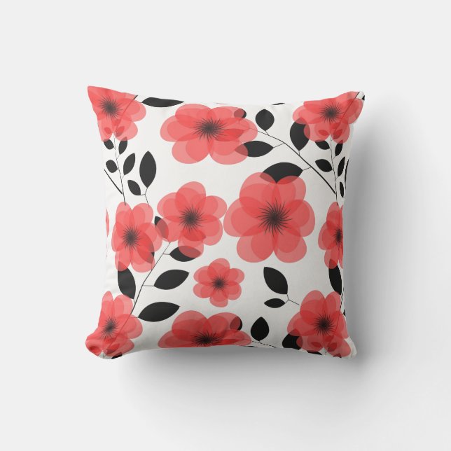 Coussin Coussin-rouge à Accent extérieur Fleurs Jetées Ore (Recto)