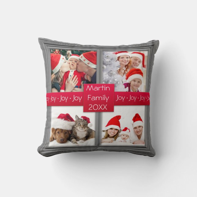 Coussin Coutume du collage | de photo d'argent de Joyeux (Recto)