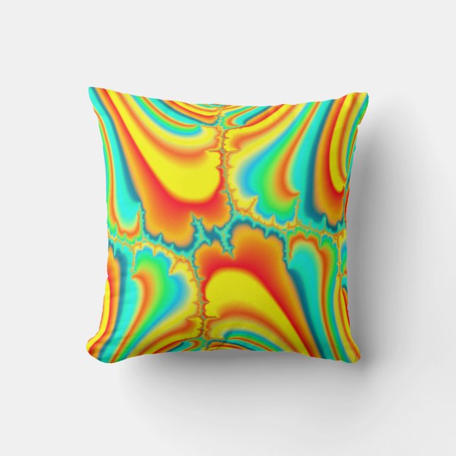 Coussin Coutume psychédélique fractale colorée (Recto)