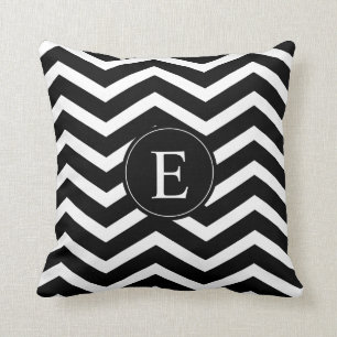 Coussin Couture Chevron noir et blanc