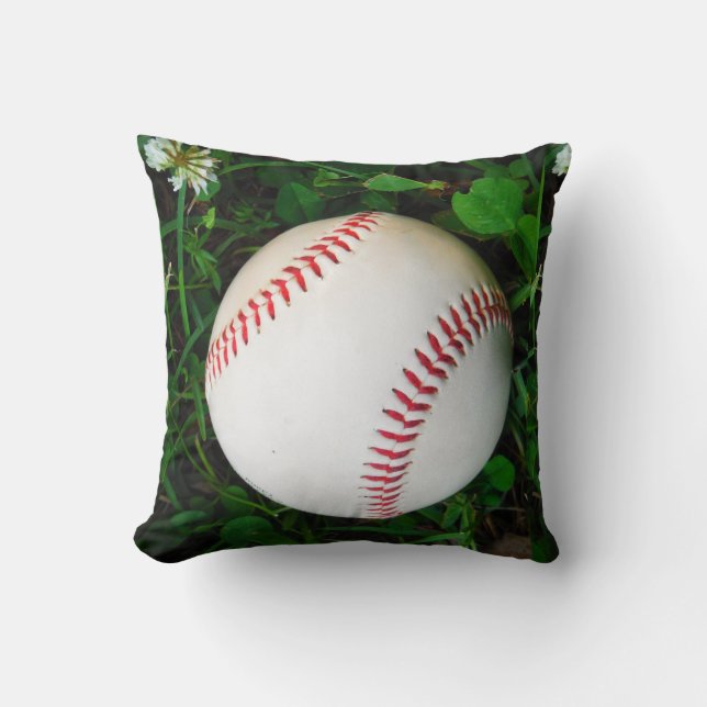 Coussin Couture rouge de baseball blanc (Recto)